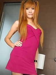 Pretty in Pink Tgirl Ping in Pigtails