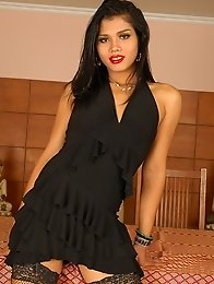 Ladyboys Heaven Natti in black dress striptease