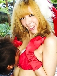 It's not quite Christmas yet, but I do have a tasty holiday treat for you to enjoy! Noa Iijima is dressed as a ho-ho-ho and her boy toy loves it!