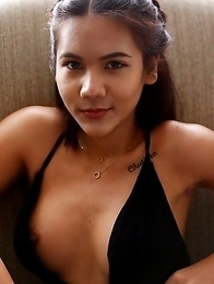 20 year old busty Thai ladyboy Mickey fucks and sucks tourist cock