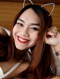 22 year old partygirl Thai ladyboy gets naked and does a striptease