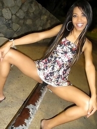 Outside panty peek from Ladyboy girlfriend Sara