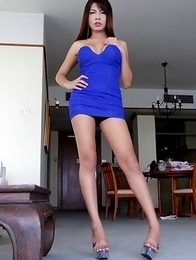 Thai ladyboy Nadea does a striptease to bra and panties to tease white tourist