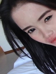 Hot Thai ladyboy Ice gets herself a big white cock