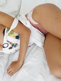 19yo sexy Thai ladyboy Tontan gets white cock stuffed up her ass