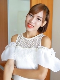 Skinny 18 year old Thai ladyboy gives a hot blowjob to white tourist